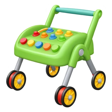 green baby walker with toys on it sticker