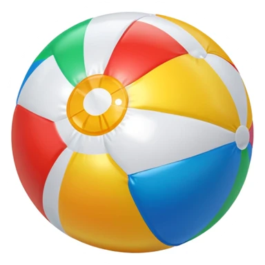 3D render of Beach Ball made of shiny inflatable vinyl, visible seam lines, air valve, highly reflective plastic texture, pool toy aesthetic, Apple emoji style, isolated on white background --v 6.0 sticker