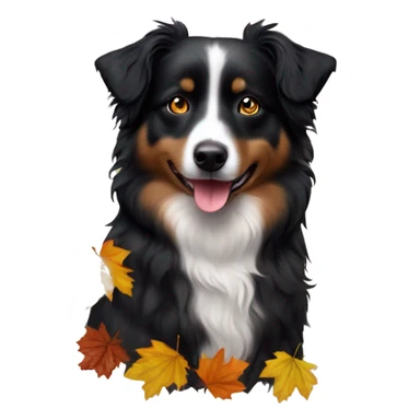 Autumn leaf garland Small black australian shepherd dog sticker