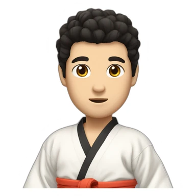 man dressed in karate kimono, with light brown skin, black hair, with spikes sticker