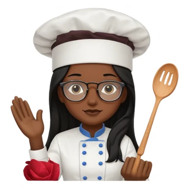 Profesora de pastelería morena con gafas y pelo negro largo sticker