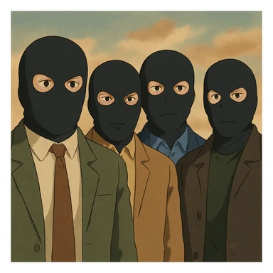 group of men with black ski masks sticker
