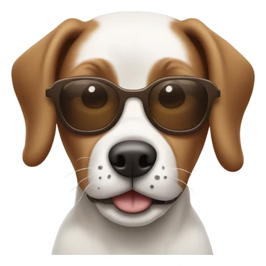 Brown and white dog with floppy ears wearing sunglasses  sticker