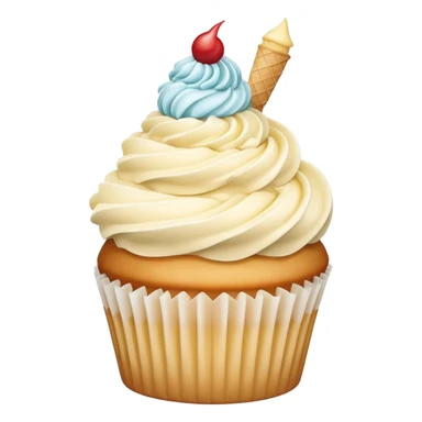Vanilla birthday cake cupcake with ice cream shaped frosting  sticker