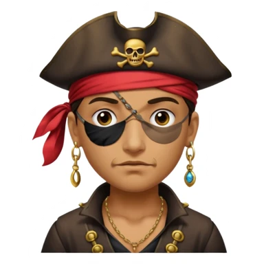 Eye patch pirate with earring, one eye covered
 sticker