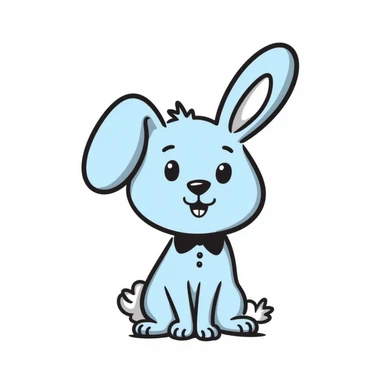cute blue rabbit, hand-drawn blue bunny sticker