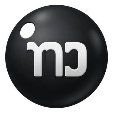 MB wirtten on a black ball sticker