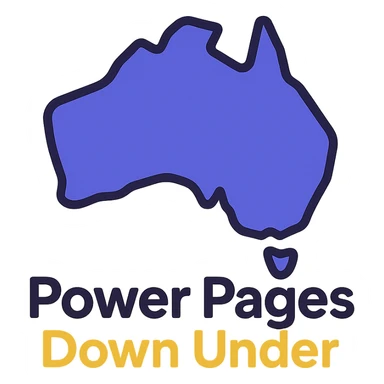 clean modern icon of the map of Australia with no thick border, text 'Power Pages Down Under' below, designed for use on a purple background, main colors #403DAD and vibrant purple, accent #fff7ad, no Power Pages icon, no digital web overlay sticker