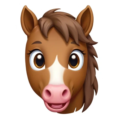Cinematic Comical Brown Welsh Pony Portrait Emoji, Head tilted dramatically with an exaggeratedly amused expression, featuring a robust, glossy brown color, wide, comically expressive eyes full of playful disbelief, and a subtly animated, perky head, Simplified yet hilariously expressive features, highly detailed, glowing with a slightly sassy earthy glow, high shine, dramatic yet playful, stylized with an air of cheeky equine mischief, soft glowing outline, capturing the essence of a meme-worthy brown Welsh pony that looks ready to trot its way into viral fame! sticker