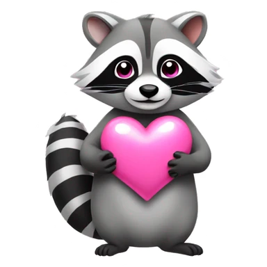 Raccoon with pink heart sticker