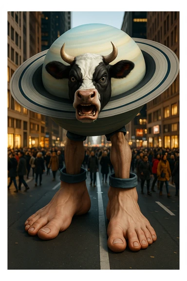 Change the cow's face to an angry expression while keeping the image quality and style the same as the original image. sticker