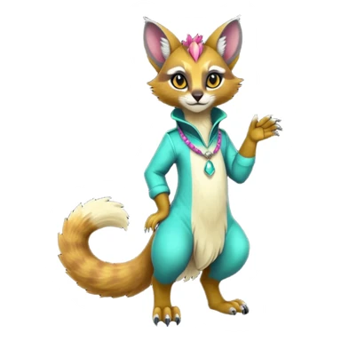 dark fruity white glorious iridescent divine exotic cool beautiful beautiful fantasy-caracal-civet-genet-sergal-vernid-Gryphon-Cacomistle-Trico-oncilla-animal-Fakémon-hybrid-fursona (full body) sticker