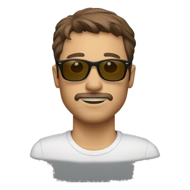 Man, brown hair, a goatee, rayban glasses sticker