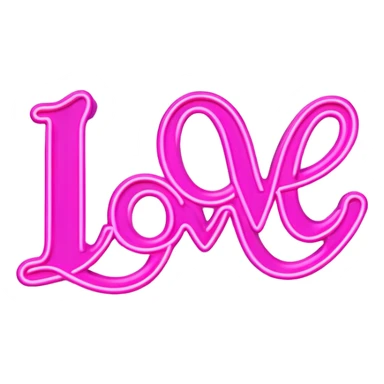 Pink neon sign with the word love sticker