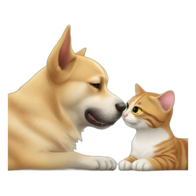dog kisses the cat sticker