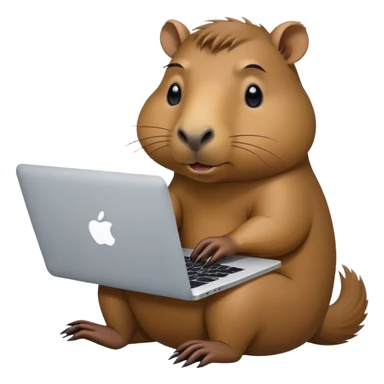 capivara mexendo no macbook sticker