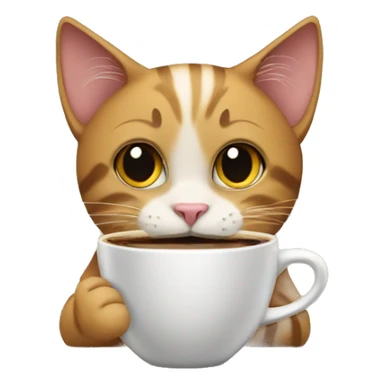 The cat is drinking coffee sticker