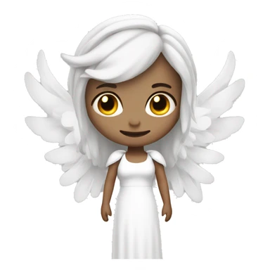 Angel with white hair and horns with big wings ram horns and no eyes and a long white dress sticker