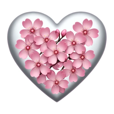 heart with sakura and silver accents sticker