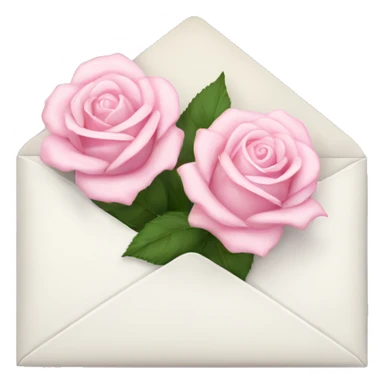 White envelope with light pink roses sticker
