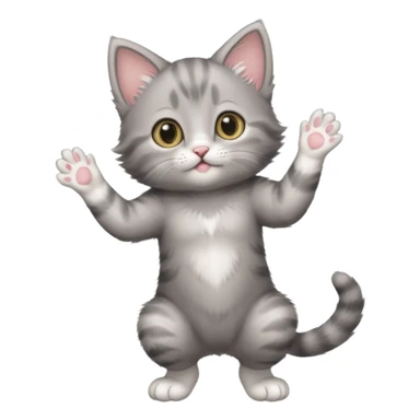 Cute gray baby girl kitten standing on back legs sticker