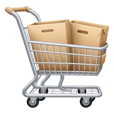 aesthetic clean girl emoji of a shopping cart, cart details are silver and beige sticker