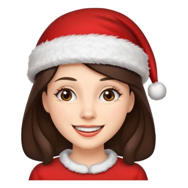 brunette woman with wearing Santa sticker