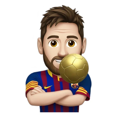 Messi with golden ball sticker