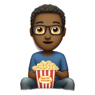 guy with popcorn watching movie sticker