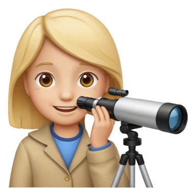 child using a telescope emoji style sticker