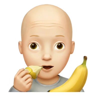 bald boy enjoying a banana sticker