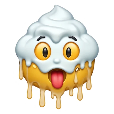 Emoji with white frosting drizzling out of its mouth  sticker
