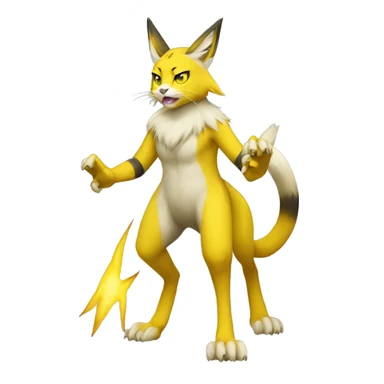 Yellow lombax-Zeraora-Renamon-cat full body sticker