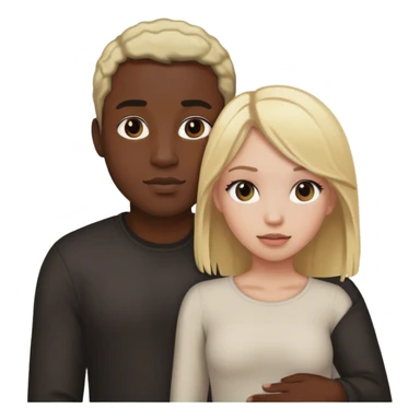 black man with black cornrows holding white girl blonde hair  sticker