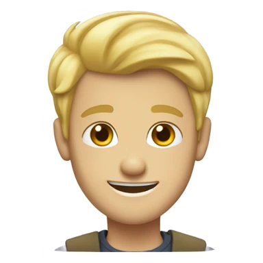 Blonde short-haired guy poses with a smile sticker