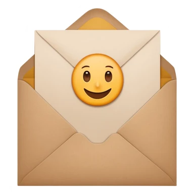 blank greeting card open with brown envelope next to it sticker