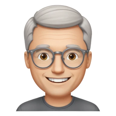 40 yr old pale white man, grey side swept hair, round glasses, big smile, white teeth, handsome sticker