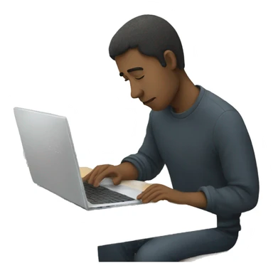 sad person with laptop sticker