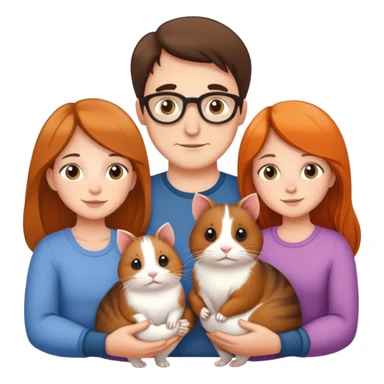 Family of five people; mother, father and three girls. One cat and two guinea pigs sticker