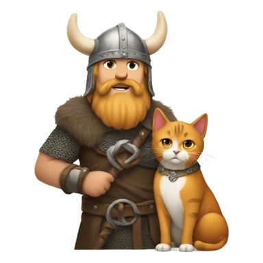 A Viking holding a cat sticker