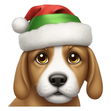puppy with a Christmas hat sticker