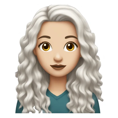 white girl with dark brown long hair and lashes sticker