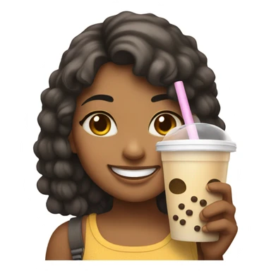 smiling girl wi to boba  sticker