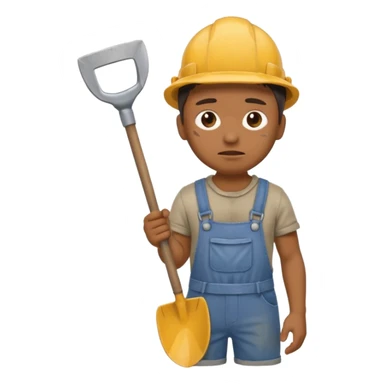  Emoji portrait of a mine slave. He has a somber expression and wears torn clothes, holding a shovel. sticker