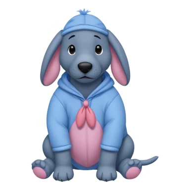 Black lab dressed as Eeyore sticker