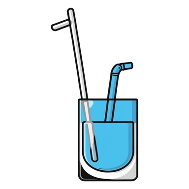 drinking water from glass with straw sticker