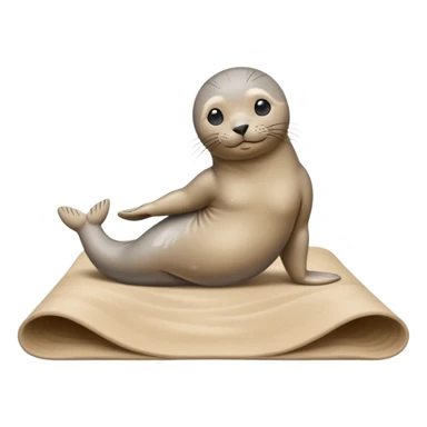 Seal on yoga mat on sand sticker