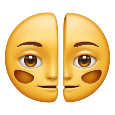 Minimal emoji of a face split into two halves, one side puffy and shiny, the other side slim and matte, clear before-and-after effect, simple wellness icon style, no beauty or medical elements
 sticker