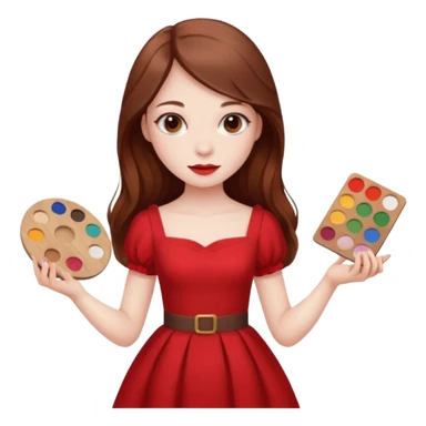 Una chica con una paleta y un vestido rojo y pelo largo sticker