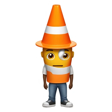 Guy with orange traffic cone instead of his head sticker